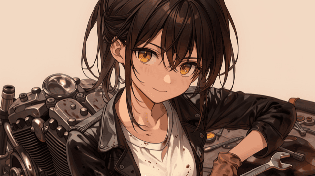 ガレージで作業中